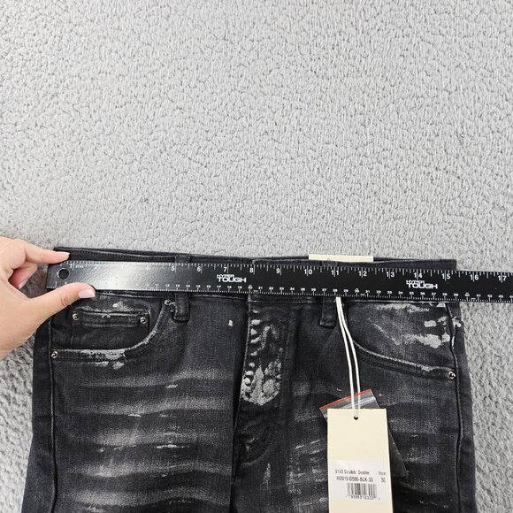 mnml Jeans Mens 30 Black X143 Stretch Denim Distressed Slim Fit Grunge Skater - Picture 6 of 15